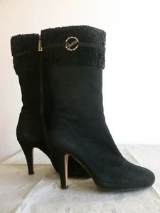Real suede leather high heel boots 37size Stivali GUESS camoscio Nero Vintage - Foto 1 di 12