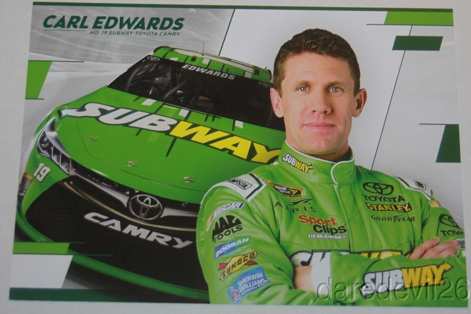2016 Carl Edwards Subway Toyota Camry NASCAR Sprint Cup postcard - Image 1 of 1
