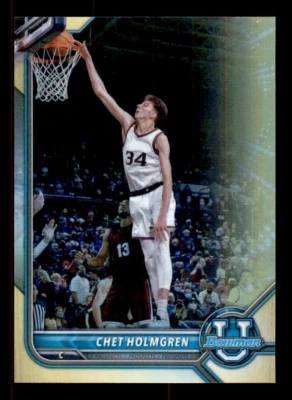 2021-22 Bowman University Basketball Gold Refractor #89 Chet Holmgren #13/50 - Image 1 of 2
