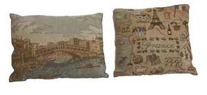 2 Gobelin Überwurf Akzent Kissen Italien Frankreich Europa Reise Urlaub Dekor 10”&8” - Bild 1 von 6