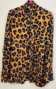 Versace Hemd Seide Animal Print Orange Leopardenmuster Gänseblümchen Gr. 52 (Large) - Bild 1 von 11