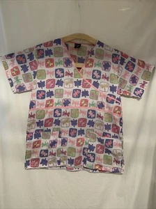 T.D. Scrubs Scrubs Top Size Medium Pink & Dragonflies - Picture 1 of 7