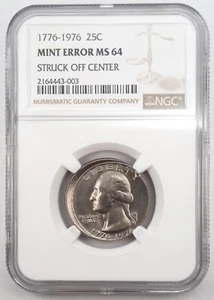 1976 25c Quarter Bicentennial Off Center Broadstruck Mint Error NICE NGC MS64 - Picture 1 of 4