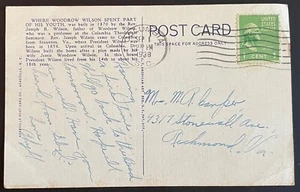 Columbia, South Carolina Post Card - mailed Sep 1, 1938 to Richmond, VA - SC - Picture 1 of 2