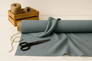 Cadet Gray Cotton-Linen Fabric by the Yard – Soft Weave for Apparel & DIY Crafts - Picture 1 of 10