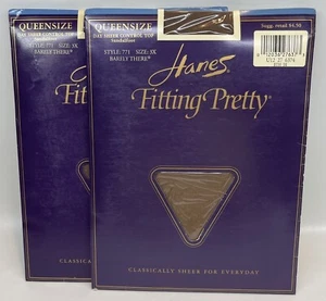 Hanes Fitting Pretty Pantyhose Sheer Sandalfoot Control Top Barely There 3X 2 PR - Picture 1 of 9