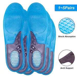 Gel Insoles for Men & Women Fit Sneakers Boots Walking Running Hiking Shoes Pad - Picture 1 of 11