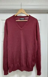 Suéter Express Para Hombres XL Borgoña 100% Lana Merino Italiana Cuello Negocios Informal  - Imagen 1 de 9
