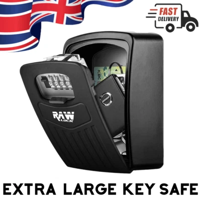 BLACK Extra Large Combination Key Box Key Safe Heavy Duty Outdoor Wall Mounted - Image 1 of 4