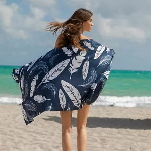 DEZAL Microfibre Sand Free Beach & Travel Towel & Carry Bag, Navy - Waffle weave - Picture 1 of 12