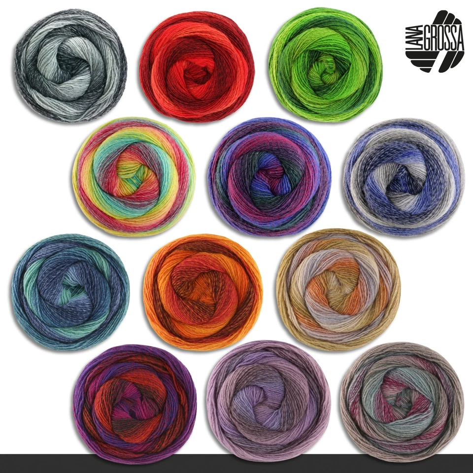 Lana Grossa 3 x 200 g Gomitolo Versione Dochtgarn Farbverlauf Wolle 12 Farben - Bild 1 von 1