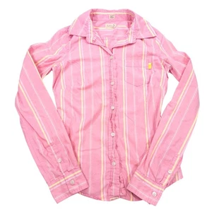 Hollister Y2K Pink Striped Button-Up Shirt Womens Size S Long Sleeve Casual Top - Picture 1 of 9
