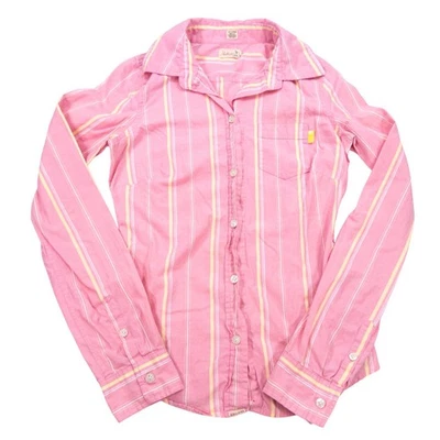 Hollister Y2K Pink Striped Button-Up Shirt Womens Size S Long Sleeve Casual Top - Image 1 of 4