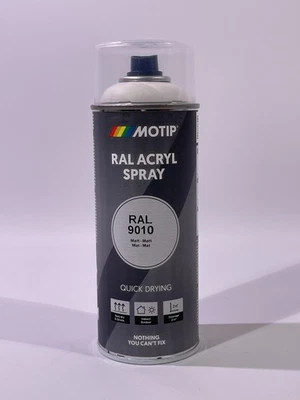 MOTIP RAL 9010 Reinweiss Matt Industrielack Spray Acryl 400ml 07165 Lack - Bild 1 von 4
