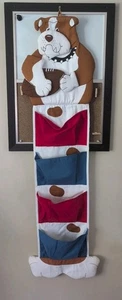 Vintage Kids Wall Hanging Bulldog Pockets Organizer Sports Room Wall Hanging  - Picture 1 of 6