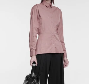 Blusa ALAIA AZZEDINE 44 12 Rosa Brumosa Algodón Popelina Bordado Arabesco - Imagen 1 de 11
