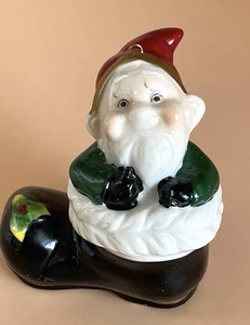 Elf Santa in a Boot Ceramic Ornament Vintage - Picture 1 of 7