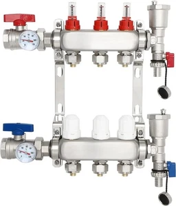 3 Abzweig PEX Verteiler mit 1/2" Adaptern für Hydronic Fußbodenheizstrahler Stai - Bild 1 von 7