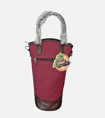 Sachi Insulated Wine Tote Bag Picnic Travel Burgundy/Brown NWT - Image 1 of 4