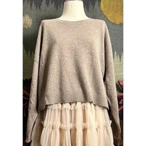 Anthropologie Alani Beige Cashmere Cropped Pullover Sweater Plus 2X - Picture 1 of 20