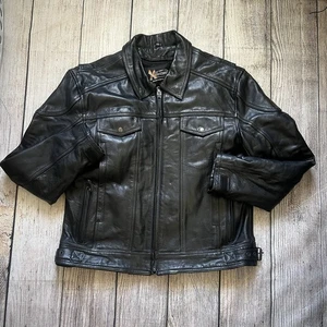 Giacca Moto Pelle XElement Uomo Taglia XXL Zip Out Fodera Fibbie Biker - Foto 1 di 14
