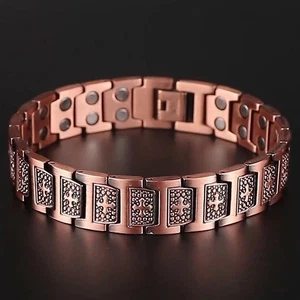 Pure Solid Copper Arthritis Therapy Magnetic Bracelet Pain Relief Men Women - Picture 1 of 14