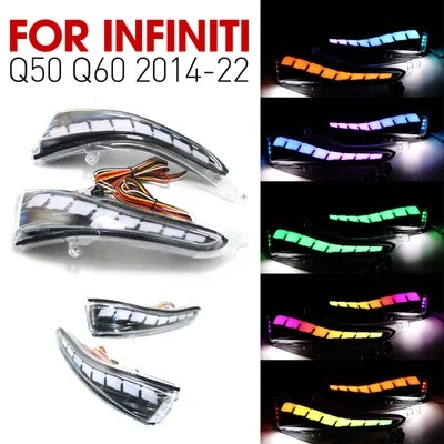 RGB LED Mirror Sequential Signal Light & Fog Light for Infiniti Q50 Q60 2014-2ZC - Изображение 1 из 4