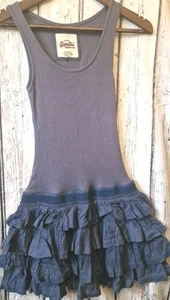 Super Dry Blue Frilly Ra ra Mini Dress Size Small Stretch Jersey Fairy Whimsy - Picture 1 of 4