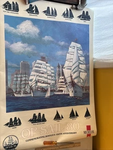 VTG Operation Sail 1980 Op Sail 80 Poster 350th Anniversary Boston Tall Ships - Picture 1 of 8