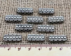 10 Tibetan Silvet Spacer Bar 4 Hole Strand 18-7mm jewellery making finding Craft - Picture 1 of 4