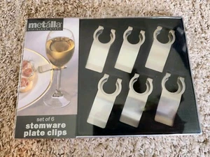 Stielgläser Teller Clips Edelstahl 6er Set Partygeschirr Neu in offener Box - Bild 1 von 2