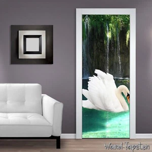 Türtapeten Selbstklebende Wandbild Tür Poster Natur Wasserfall Schwan 1380 - Picture 1 of 2