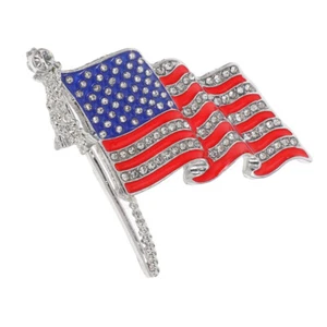 American Flag Brooch Rhinestone USA Jewelry Rhinestones Ornament - Picture 1 of 12
