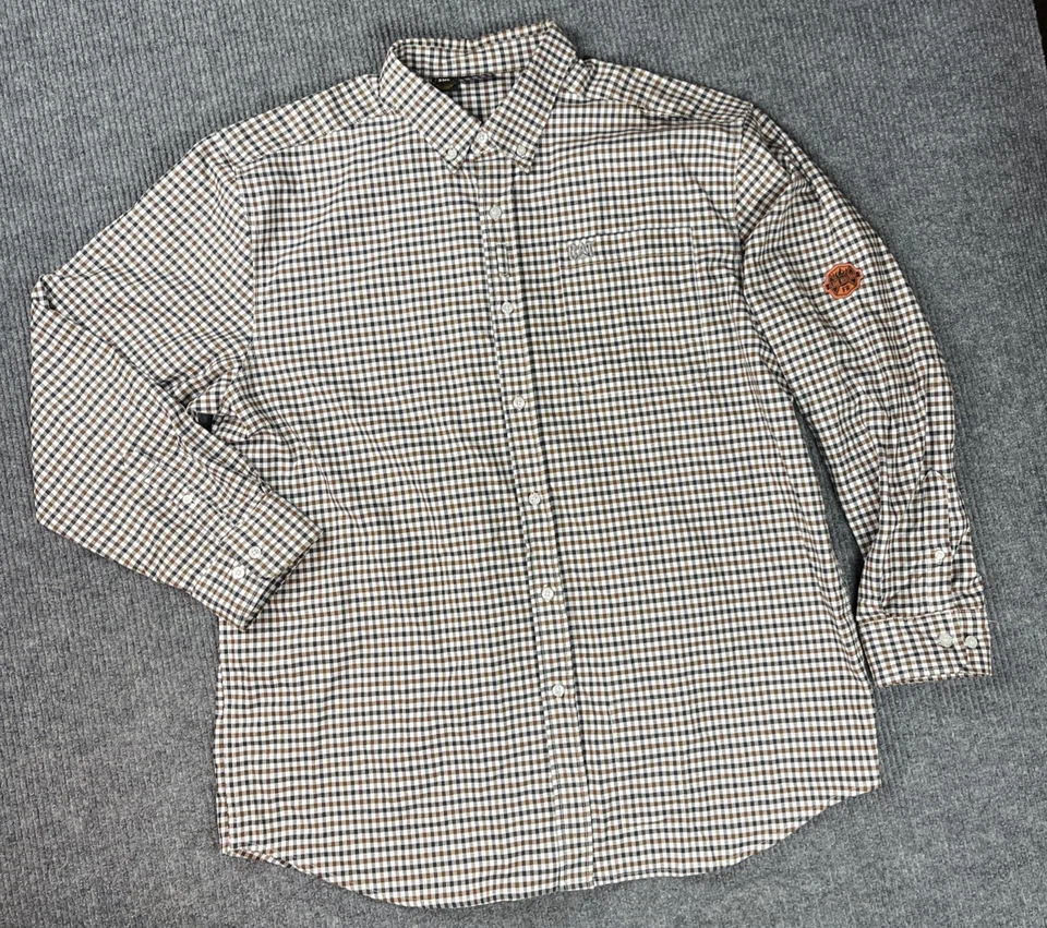 Cat Caterpillar FR Shirt Mens Size 3XL Plaid Brown Black Heavy Weight ARC 2 Work - Image 1 of 4