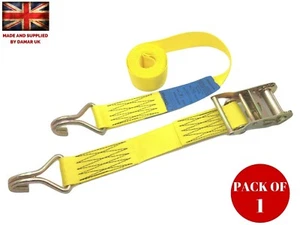 1 x SCHWERLAST 6m x 50mm RATSCHE ZURRGURT 2000kg VAN Anhänger Kralle J Haken - Bild 1 von 1