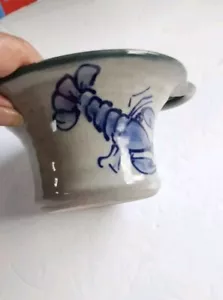 Salt Glazed Pottery Bowl Handpainted Lobster Image For Butter,Sauce - Picture 1 of 7