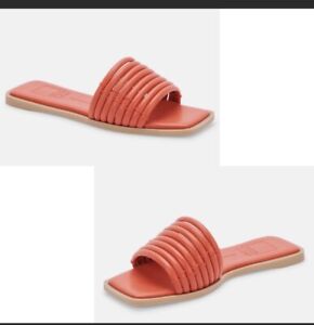 Dolce Vita Sandals Womens Size 8.5 Nyx Persimmon Stella Open Toe Flat Slides