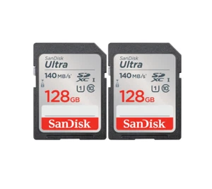 Sandisk Ultra 128GB SDXC Memory Cards Class 10 UHS-I (SDSDUNB-128G-GN6IN) x2 - Picture 1 of 5