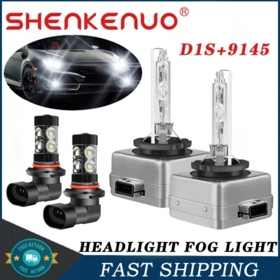 For Jaguar Vanden Plas 2004-2006 -4PC Xenon HID Headlights & LED Fog Light Bulbs - Image 1 of 4