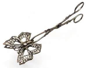 VINTAGE Sterling Petit-Fors Scissor Serving Tongs ~ BUTTERFLY ~ - Picture 1 of 6