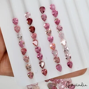 4x3mm Natural Rubellite Tourmaline Pear Cut Loose Mozambique Gemstones Lot~ 70 P - Picture 1 of 7