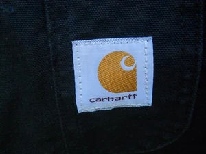 VINTAGE 90'S CARHARTT BLACK DENIM BUTTONFLY OVERALLS SZ 40" w x 32" LUSA MADE - Picture 1 of 6