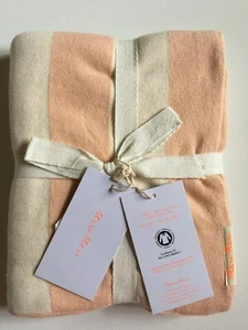 Meri Meri Peach and Ivory Stripe Organic Cotton Blanket 30 x 40 Inches NEW - Picture 1 of 6