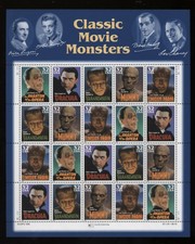 Stati Uniti 1997 Cinema dell'orrore minifoglio nuovo gomma integra MNH
