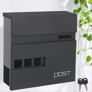 Grey Large Letter Box Post Mail Box Wall Mounted Post Box Lockable With 2 Keys - Picture 1 of 12