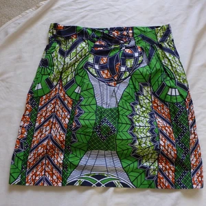 D'iyanu Skirt Sz XXL Juma African Print : Organic Green White Gold Black Print - Picture 1 of 8