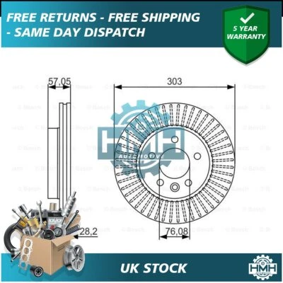 Fits VW Amarok 2010-2022 2.0 TDi 3.0 HMH Front Brake Disc 2H0615301D 2H0615301A - Image 1 of 4