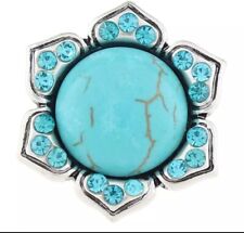 Snap Jewelry Floral Rhinestone Turquoise 18-20mm Fit Ginger Charms Accessories  