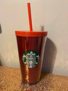 NEU Starbucks Christmas Holiday 2020 Red Glitter Ombre Grande 16oz Tumbler Straw - Bild 1 von 3
