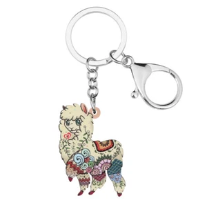Acrylic Floral Lovely Alpaca Key Chain Keychains Novelty Women Party Jewelry - Picture 1 of 5